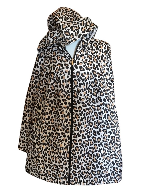 Susan Graver Jackets & Blazers - Susan Graver Leopard Print Hooded Zip up Jacket - Black & Cream